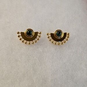 Missoma Zenyu Fan Gemstone Stud Earrings with Malachite